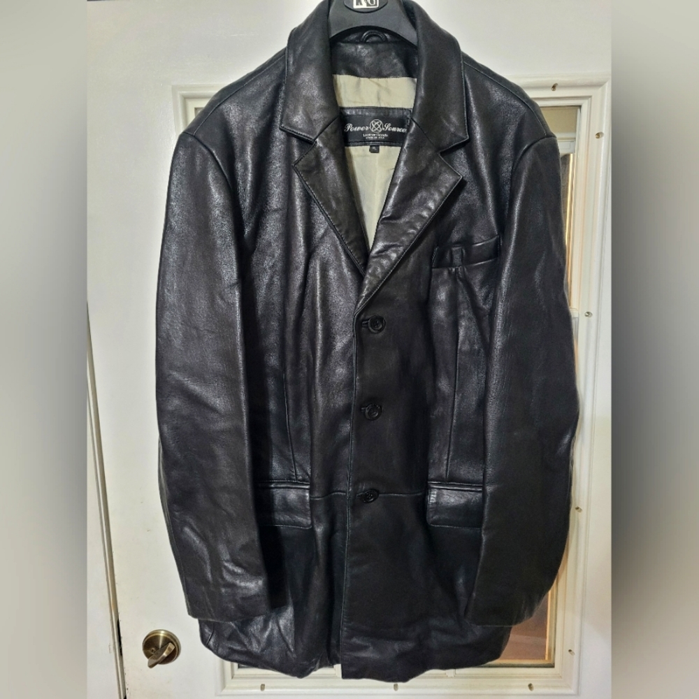 Power Source Black Leather Jacket XL pre-owned